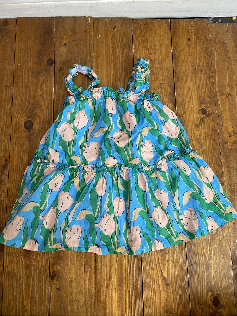 Gingersnaps tiny size 18 months blue floral print tiered dress